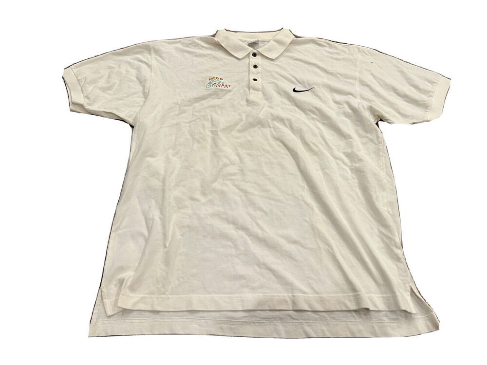 Vintage 90s Nike Mens White Hood To Coast Relay Polo Short Sleeve Shirt Size XL